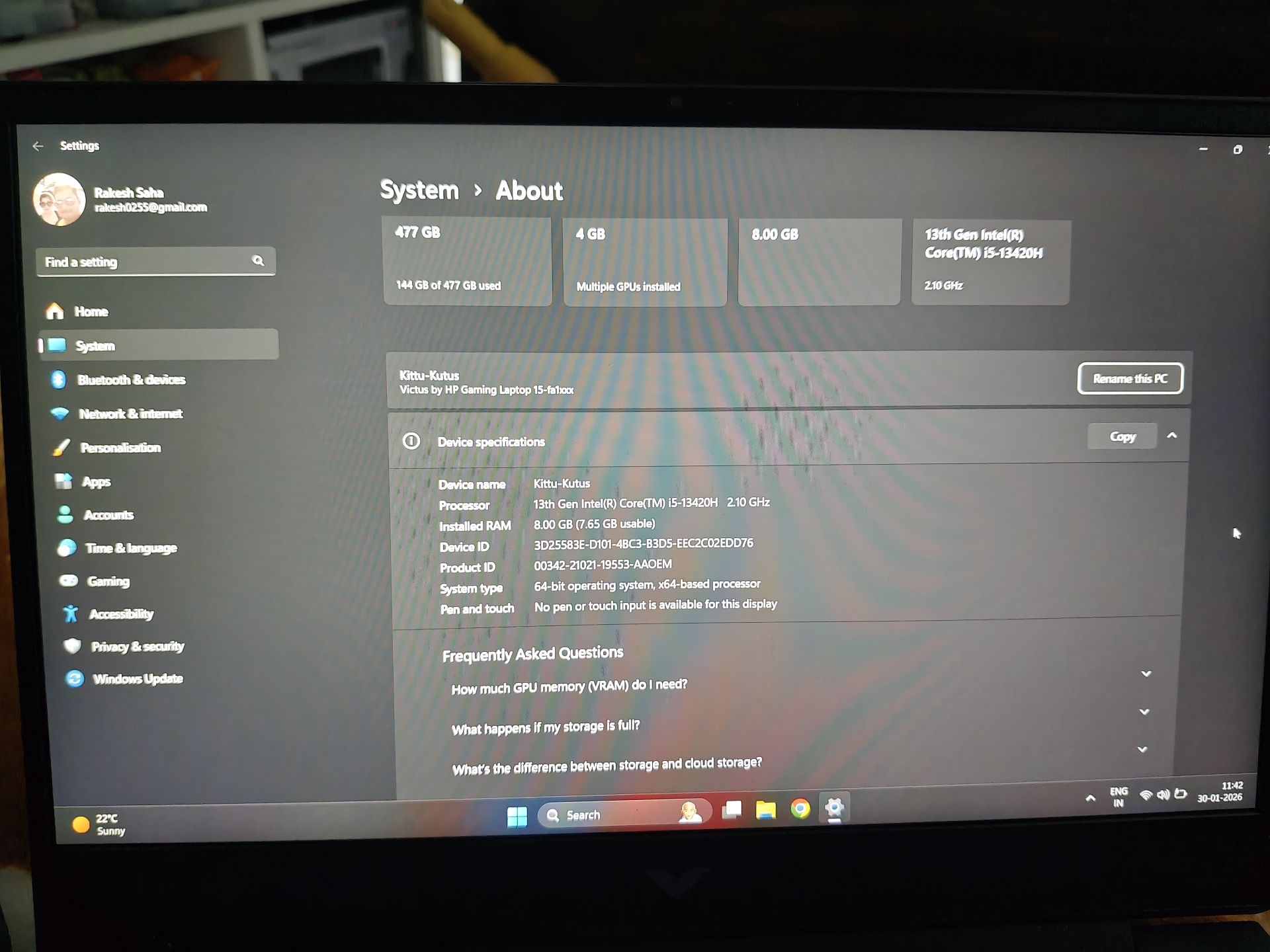 HP VICTUS 13th Gen Intel Core i5-13420H 8GB/512GB with 4GB Graphics card - Image 4
